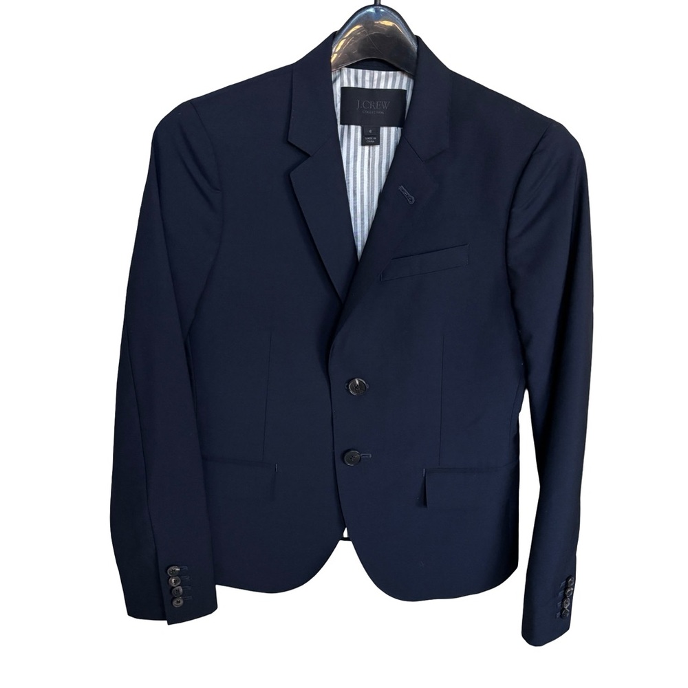 J. Crew VITALE BARBERIS CANONICO Wool Mohair Polyester Blend Blazer Navy Blue 6